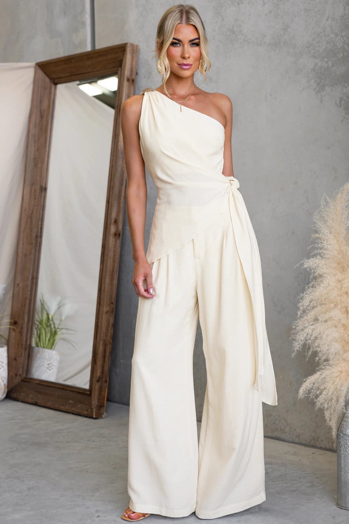 Off-Shoulder Lace-Up Waist-Slimming Sleeveless Casual Pants Set DC-Beyond Borders Collective