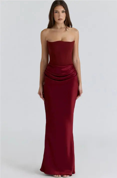 Slim Tube Top Long Dress Sexy Fashion Bandeau Backless Party Evening Dresses For Women Clothing DC-Beyond Borders Collective