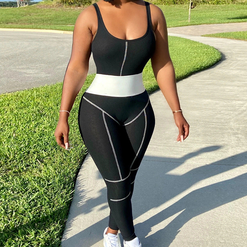 Fashion Sleeveless Patchwork Sling Jumpsuit DC-Beyond Borders Collective