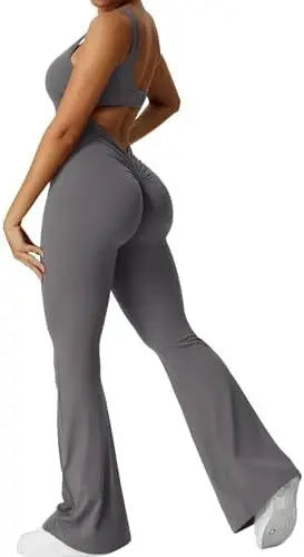 Women Sleeveless Flare Yoga Jumpsuits RightOn68