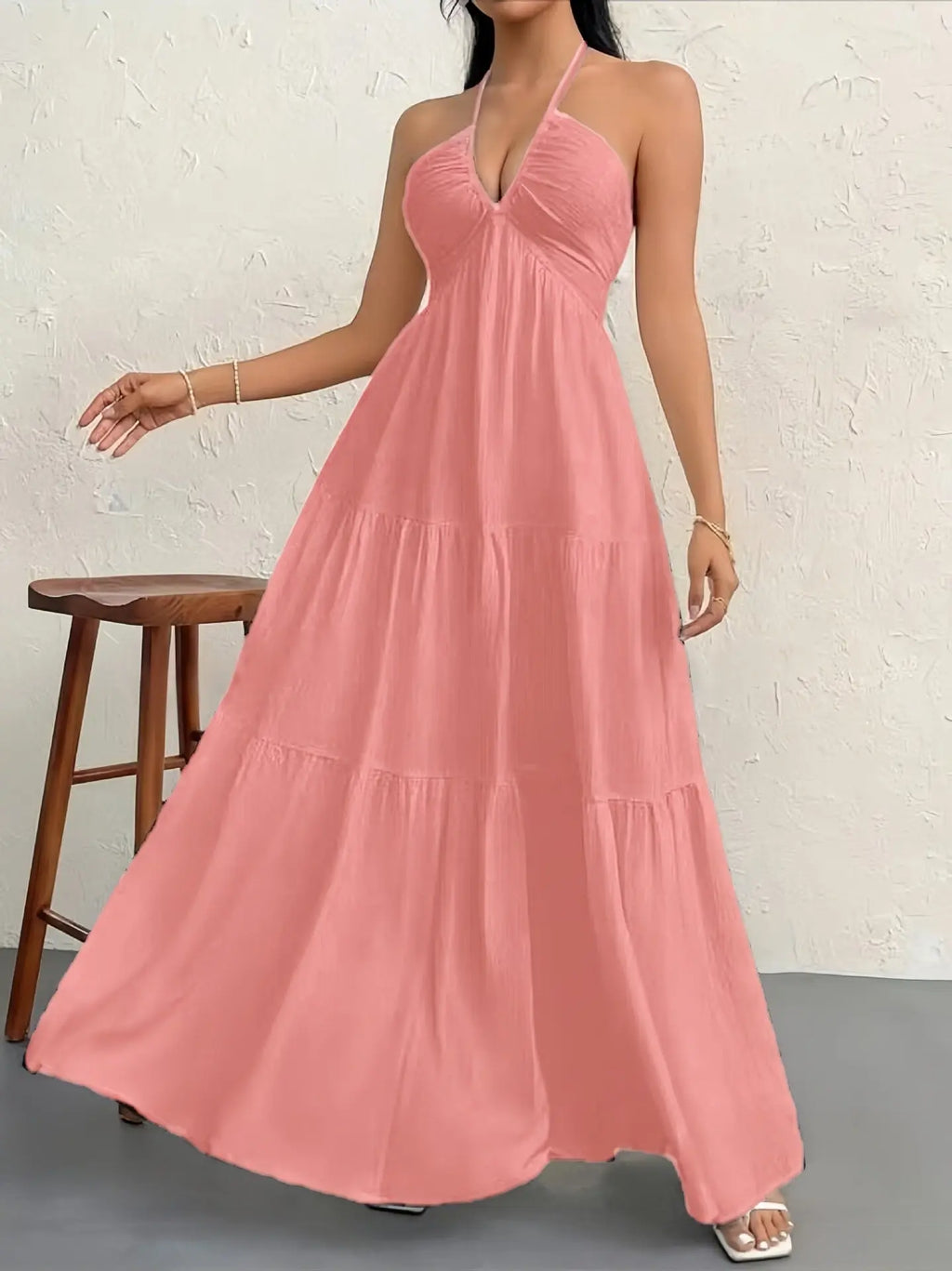 Womens Backless Halterneck Dress - RightOn68