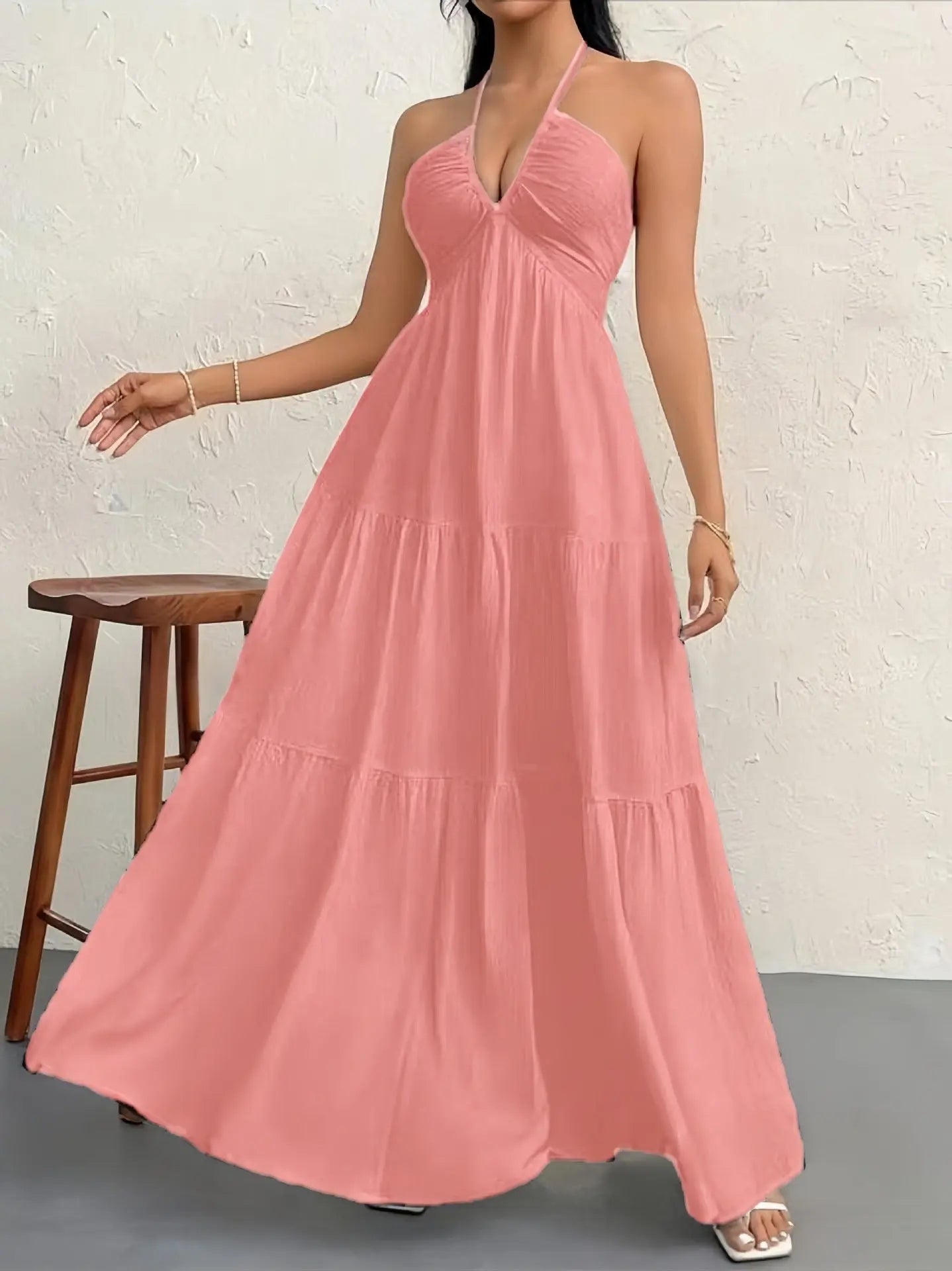 Womens Backless Halterneck Dress - RightOn68