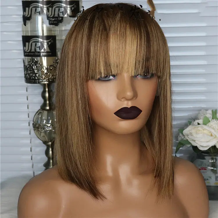 Short Straight Piano Style Bob Wig, Human Hair RightOn68