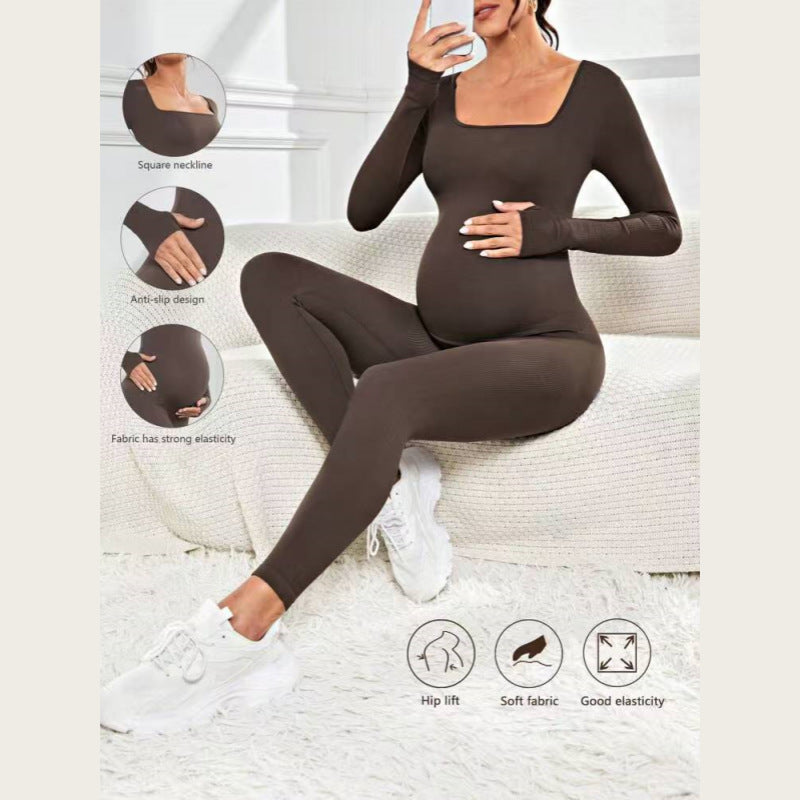 Brocade 6-color Ribbed Maternity Jumpsuit Seamless One-piece DC-Beyond Borders Collective