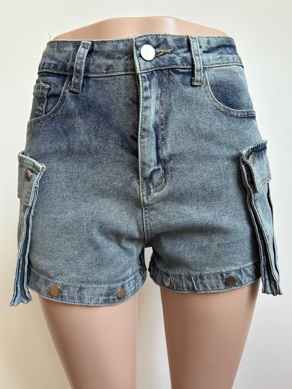 Women's Detachable Hanging Bag And Pants Stretch Denim Wear Shorts Trousers RightOn68