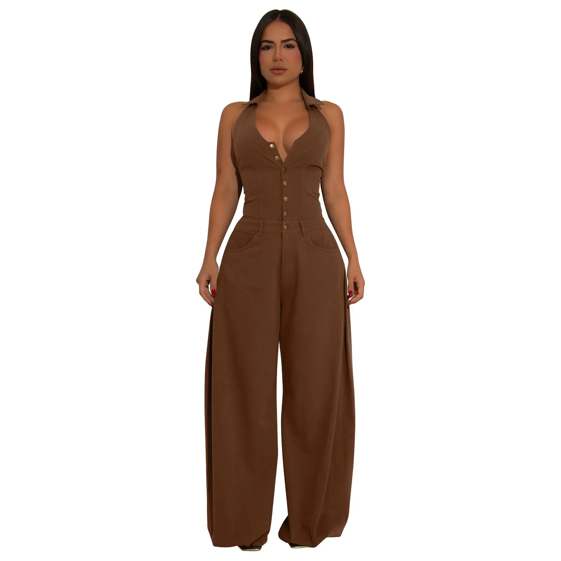 Pocketed Sleeveless Backless Casual Jumpsuit DC-Beyond Borders Collective