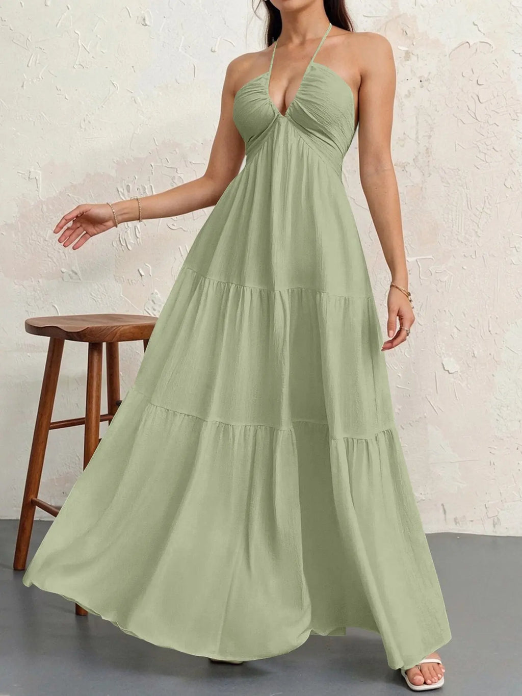 Womens Backless Halterneck Dress - RightOn68