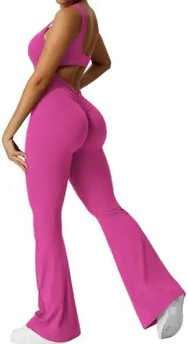 Women Sleeveless Flare Yoga Jumpsuits RightOn68