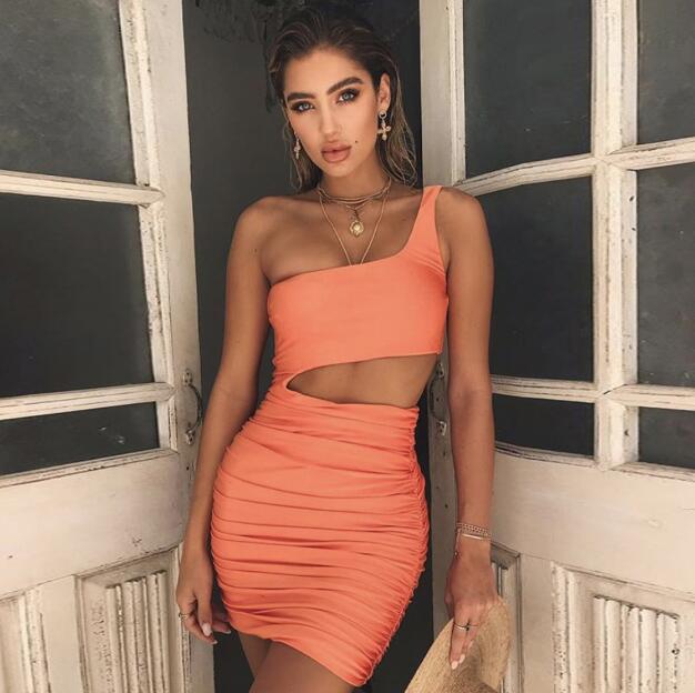 Slim One-shoulder Short Dress Sexy Fashion Hollow Mini Dresses For Women DC-Beyond Borders Collective