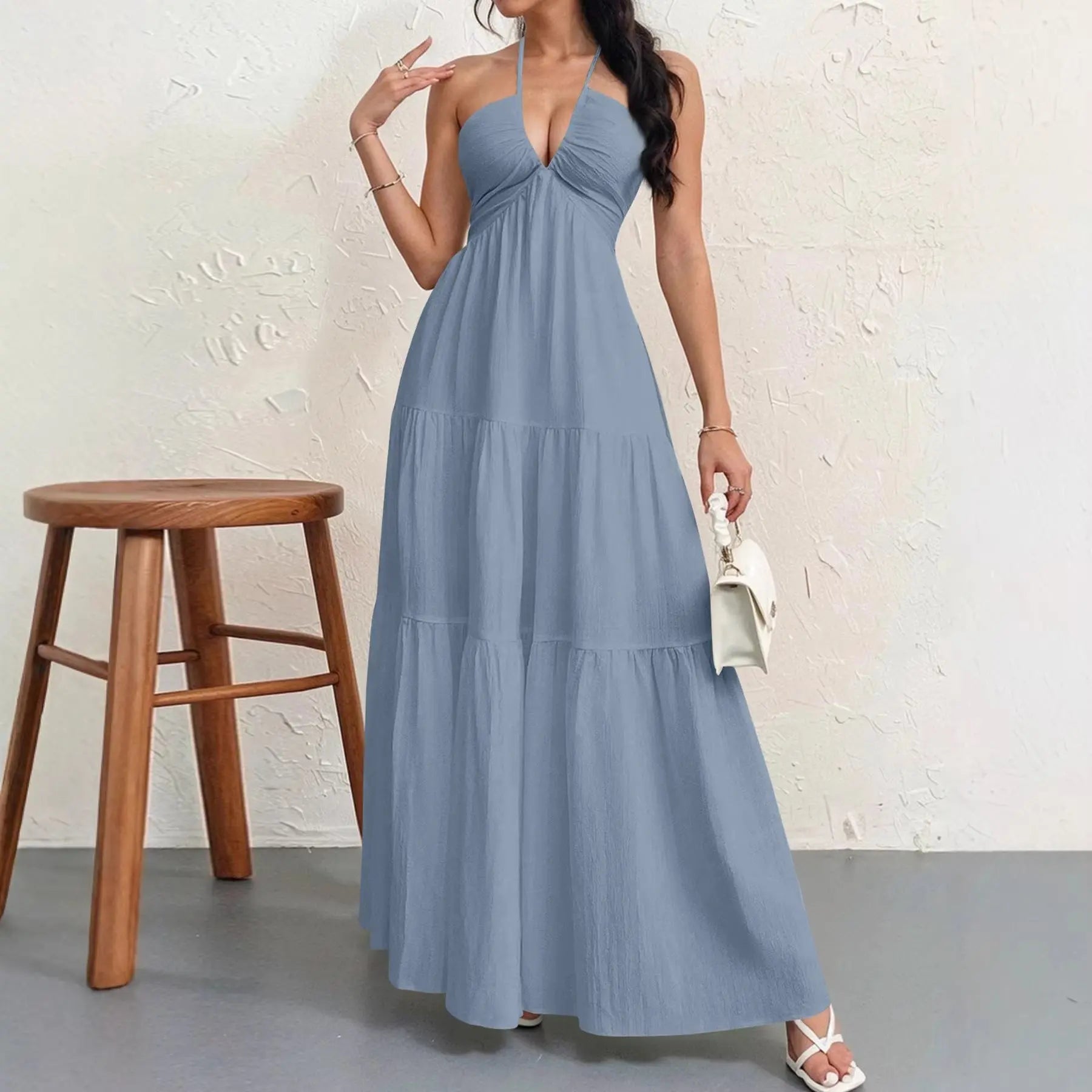 Womens Backless Halterneck Dress - RightOn68