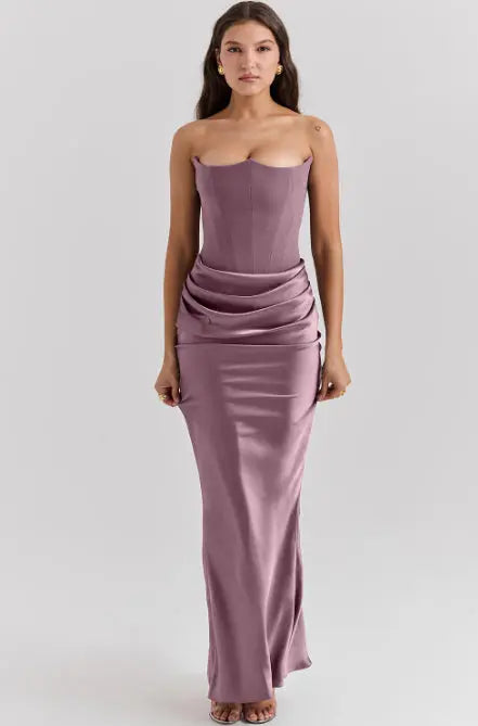 Slim Tube Top Long Dress Sexy Fashion Bandeau Backless Party Evening Dresses For Women Clothing DC-Beyond Borders Collective