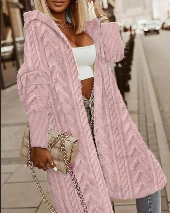 Long Furry Cardigan - Coral Fleece Sweater for Women RightOn68