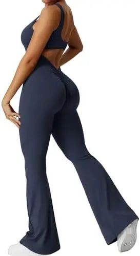 Women Sleeveless Flare Yoga Jumpsuits RightOn68
