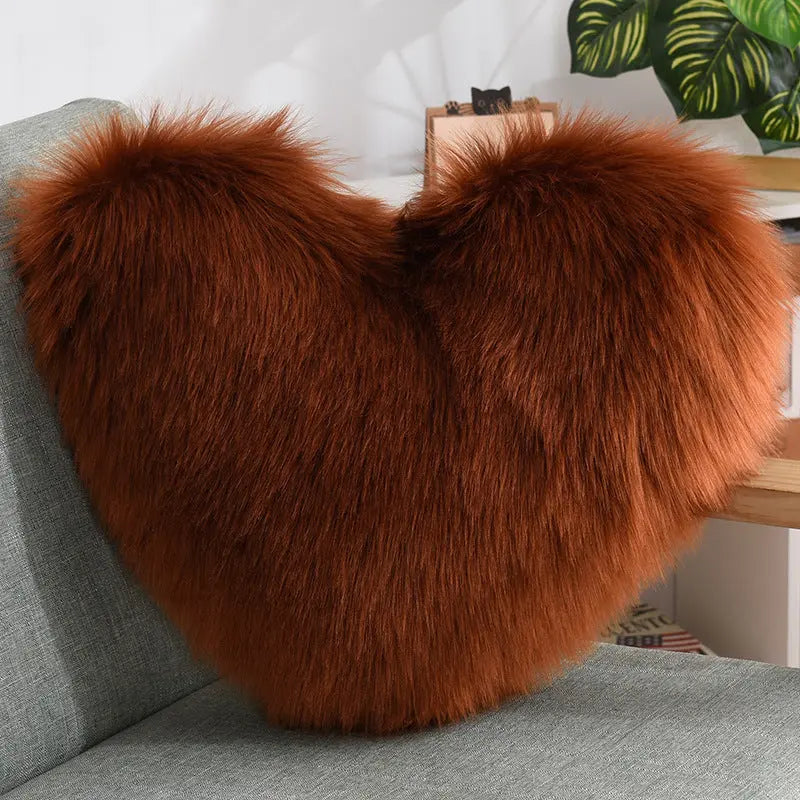 Long Plush Heart Shape Fluffy Cushion Cover RightOn68