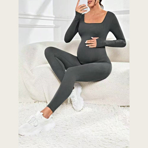 Brocade 6-color Ribbed Maternity Jumpsuit Seamless One-piece DC-Beyond Borders Collective