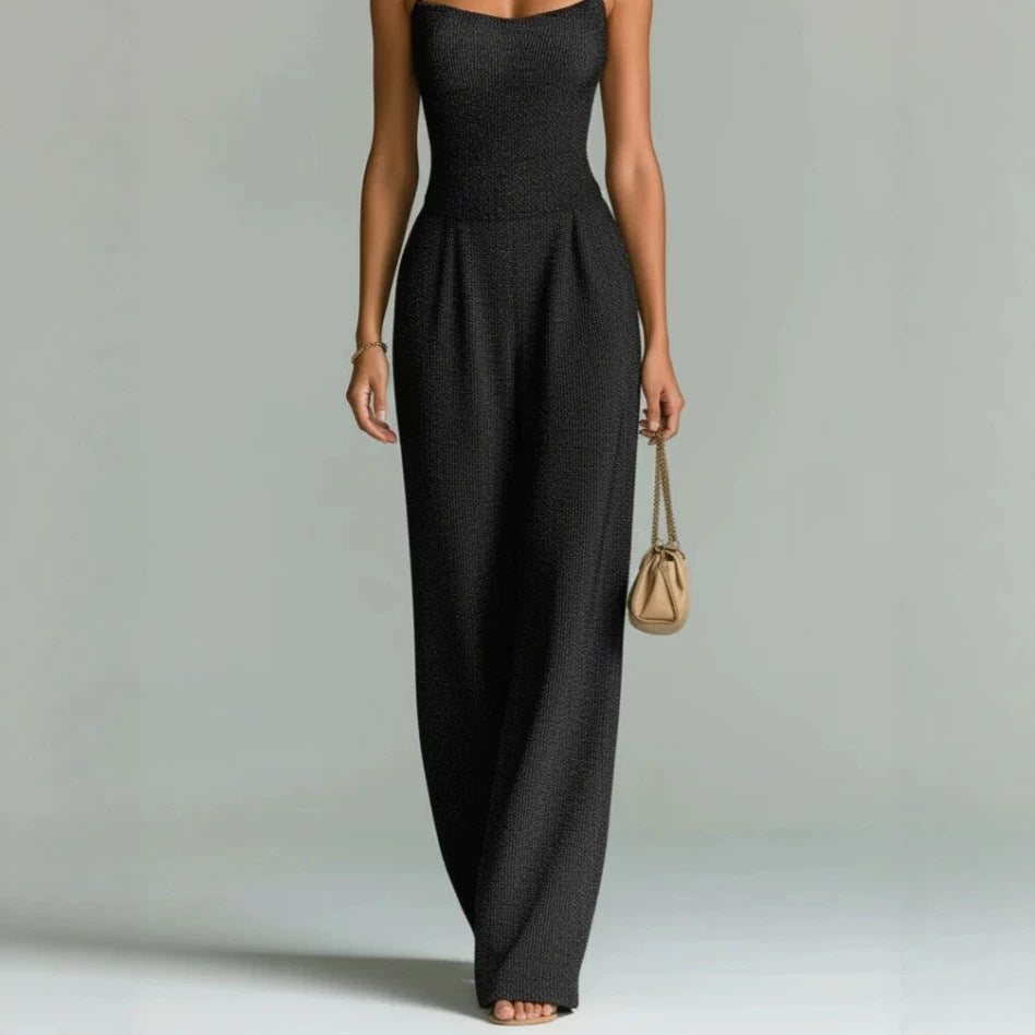 Women's Casual Ribbed-Texture Sleeveless Solid Color Jumpsuit DC-Beyond Borders Collective