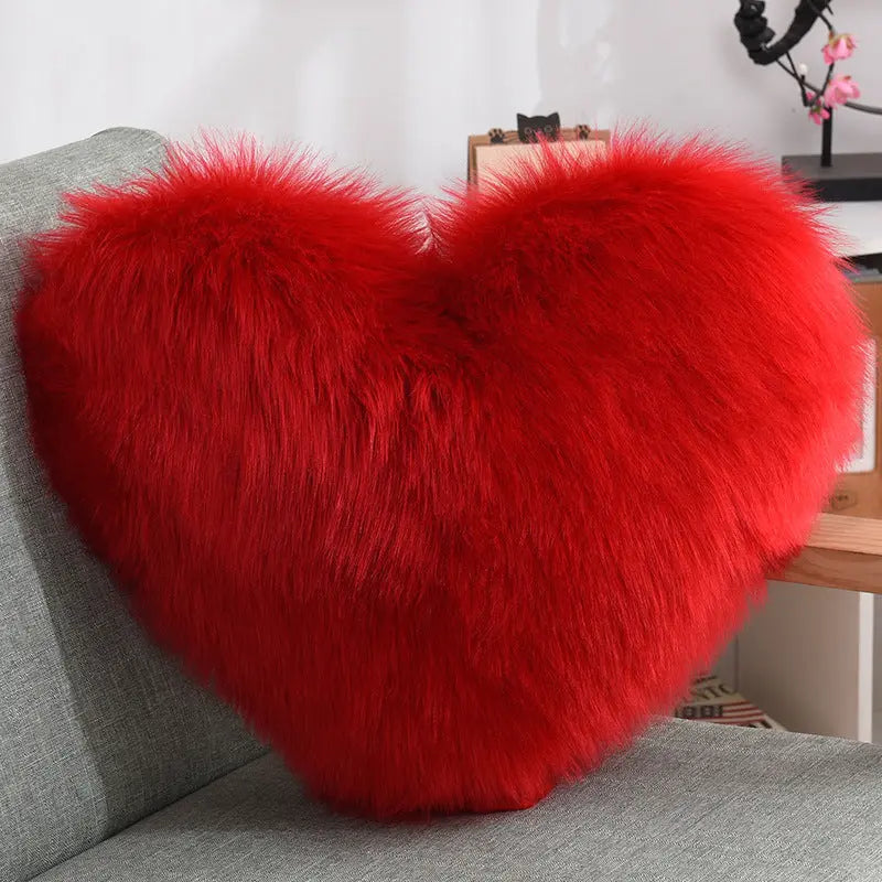 Long Plush Heart Shape Fluffy Cushion Cover RightOn68