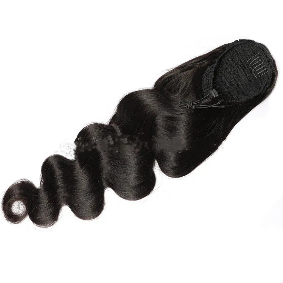 Natural Black Drawstring Ponytail RightOn68