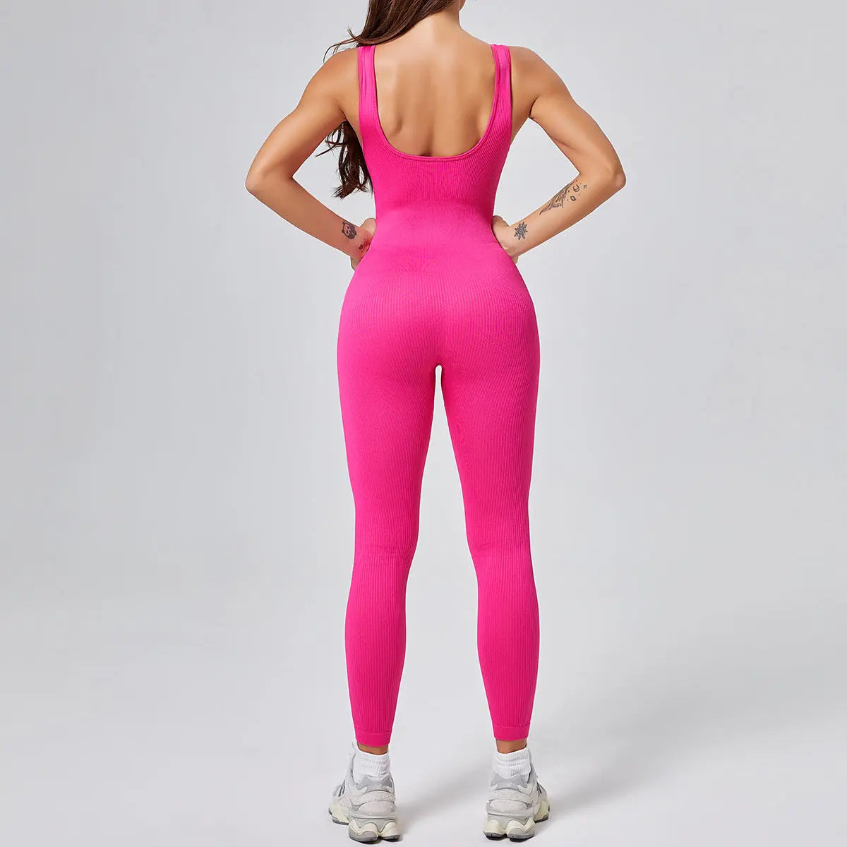 Threaded-knit Tummy-control Butt-lifting Form-fitting Breathable U-neck Bodysuit RightOn68