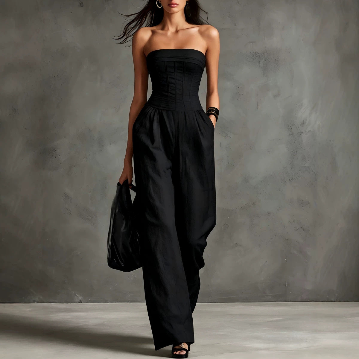 Womens Elegant Solid-color Vintage Jumpsuit DC-Beyond Borders Collective