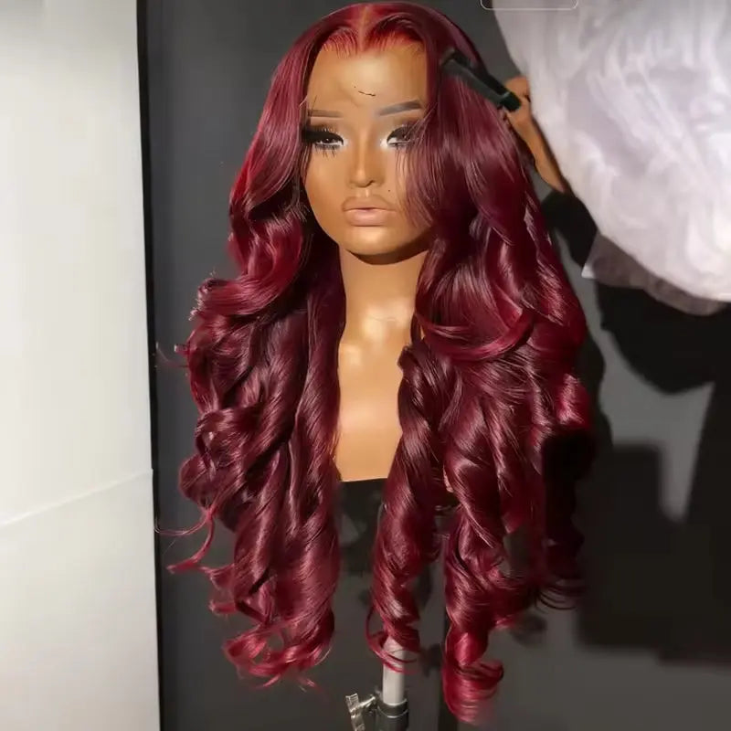 High-Definition Burgundy Lace Hair Wig RightOn68