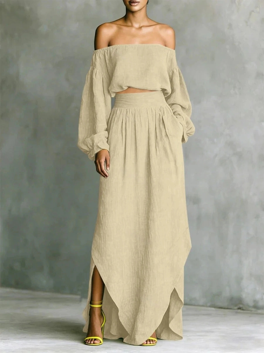 Casual Off-shoulder Top And An Asymmetrical Skirt Two Pieces DC-Beyond Borders Collective