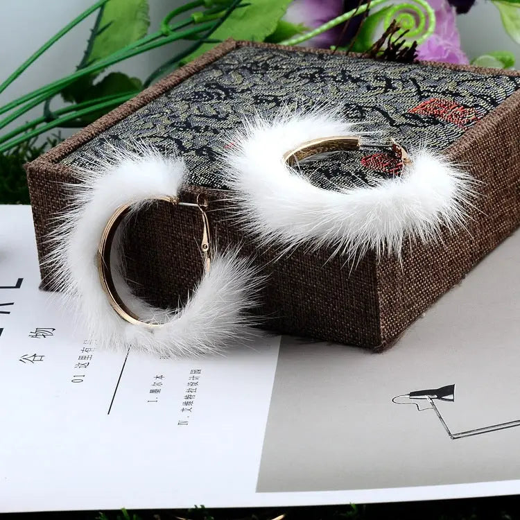 Feather Hoop Earrings - Geometric Metal Earrings for Women RightOn68
