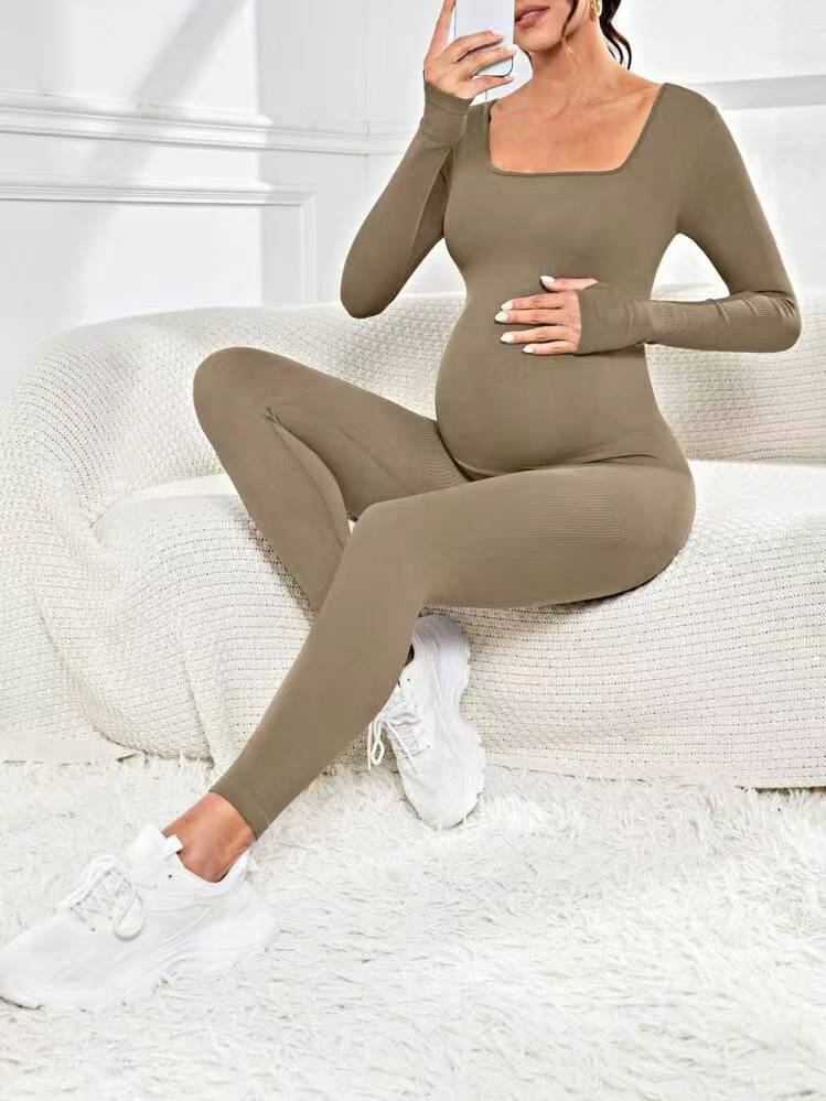 Brocade 6-color Ribbed Maternity Jumpsuit Seamless One-piece DC-Beyond Borders Collective