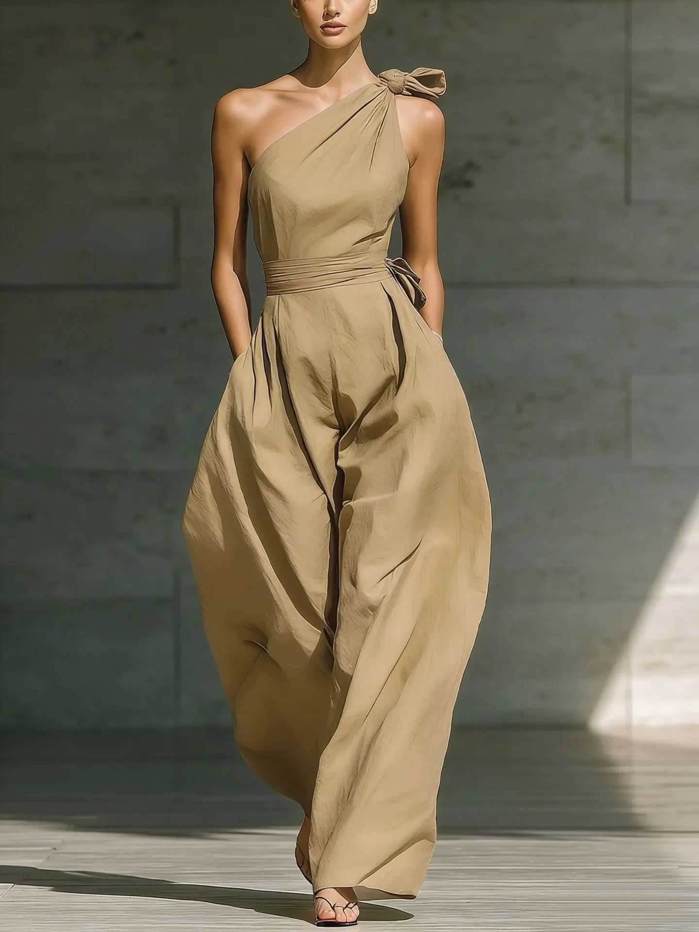 Loose-Fitting Sleeveless Off-Shoulder Belted Jumpsuit DC-Beyond Borders Collective