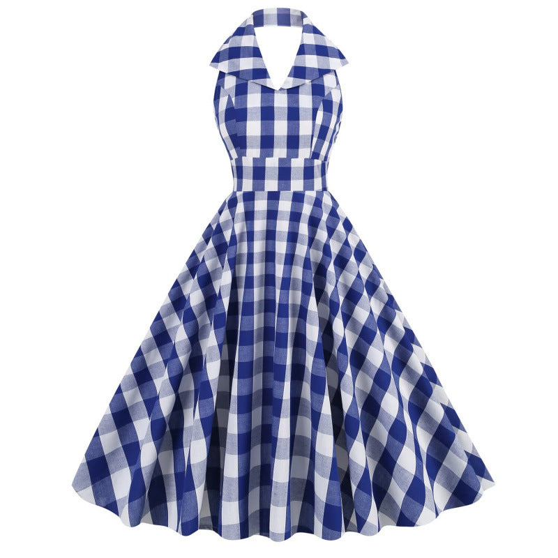 British-style Halter-neck Notched-colla Flared Maxi Dress DC-Beyond Borders Collective