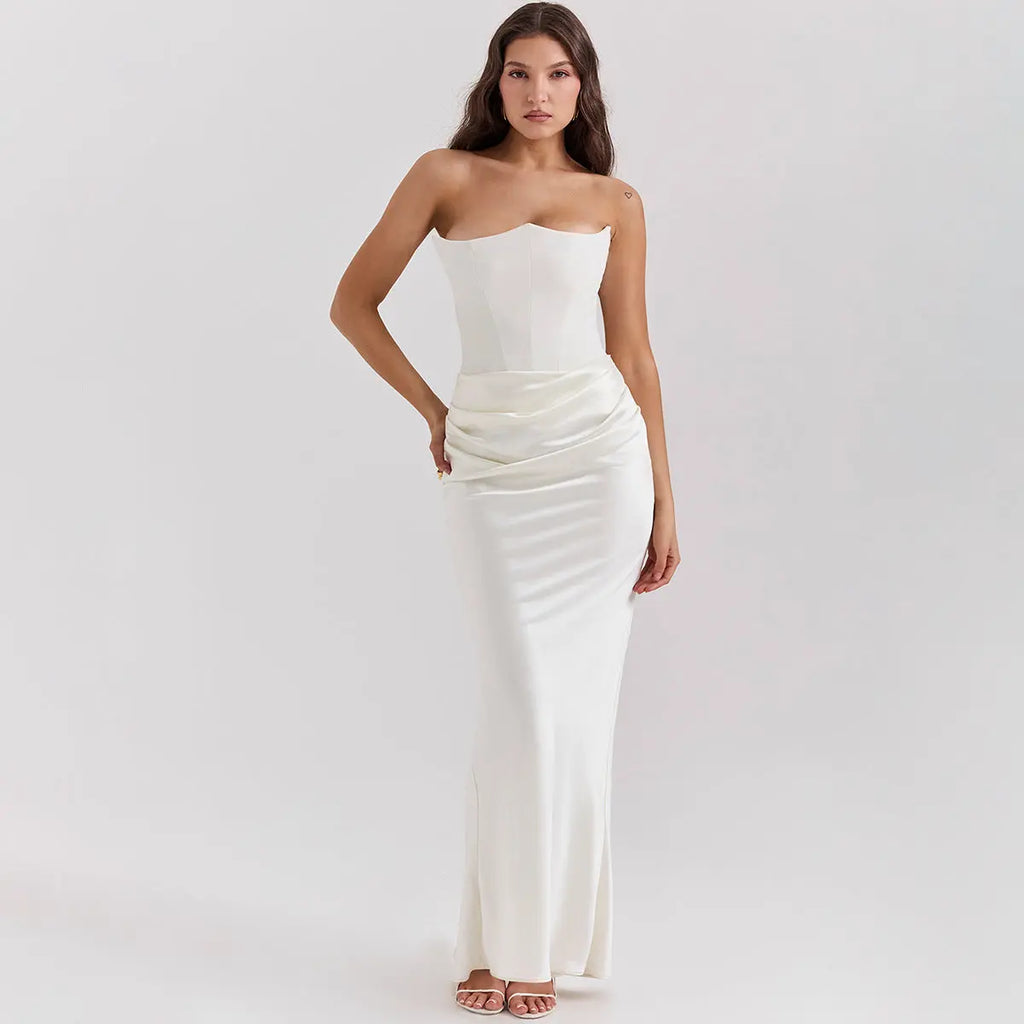 Slim Tube Top Long Dress Sexy Fashion Bandeau Backless Party Evening Dresses For Women Clothing DC-Beyond Borders Collective