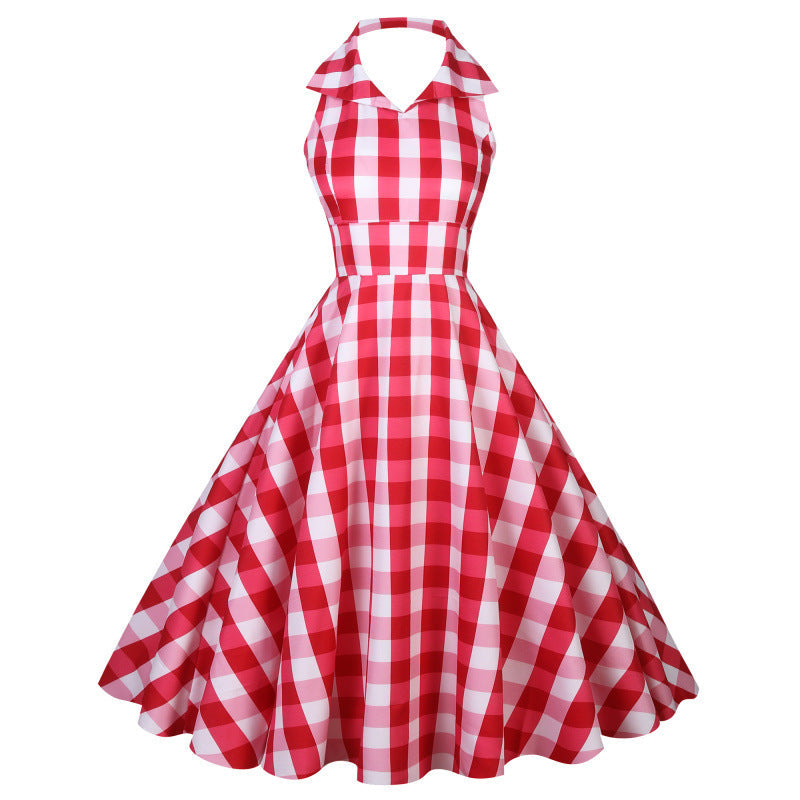 British-style Halter-neck Notched-colla Flared Maxi Dress DC-Beyond Borders Collective
