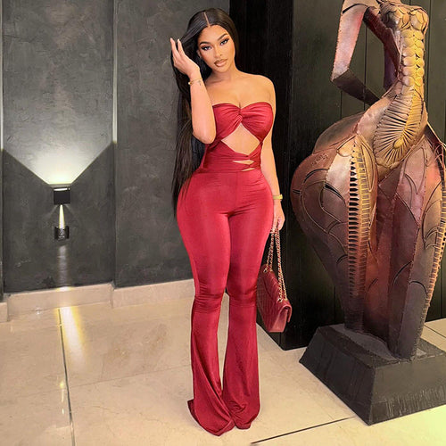 Women's Cutout Backless Knotted Jumpsuit DC-Beyond Borders Collective