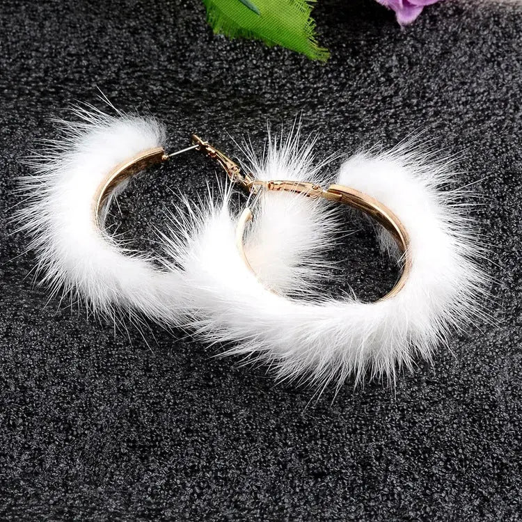 Feather Hoop Earrings - Geometric Metal Earrings for Women RightOn68