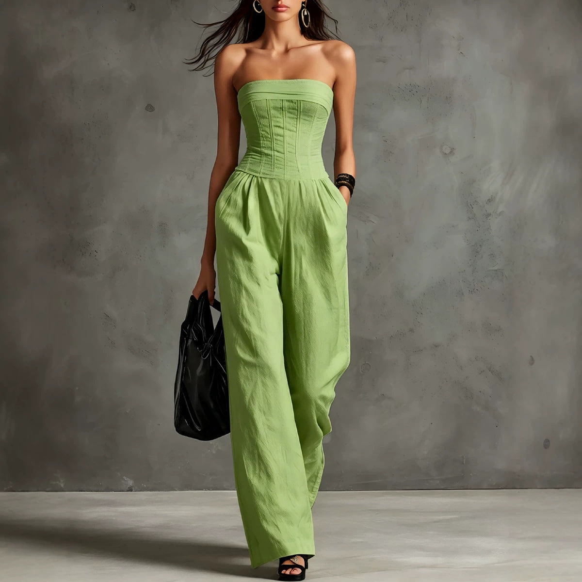 Womens Elegant Solid-color Vintage Jumpsuit DC-Beyond Borders Collective
