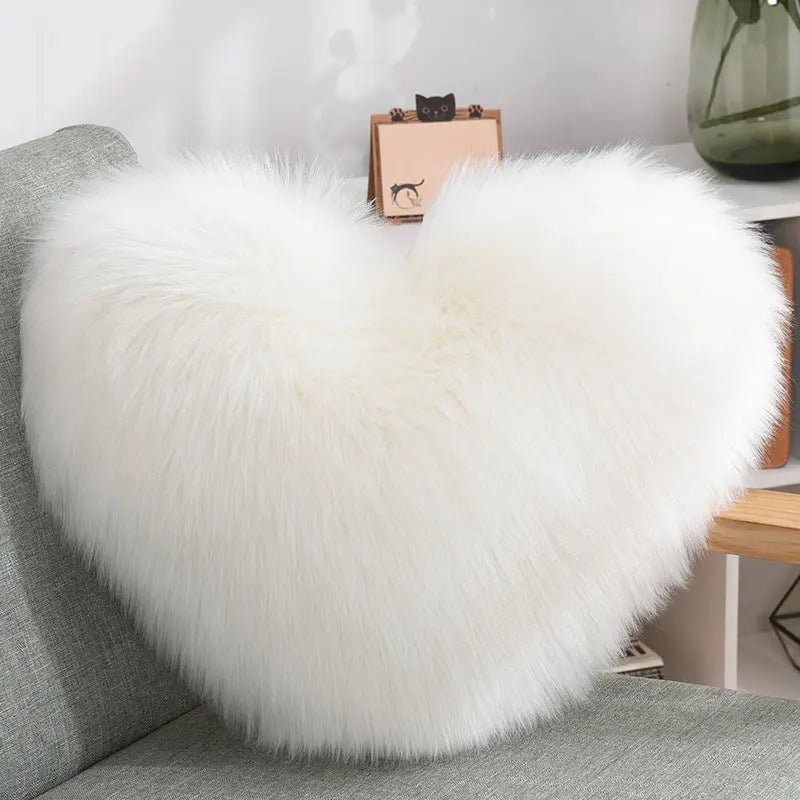 Long Plush Heart Shape Fluffy Cushion Cover RightOn68