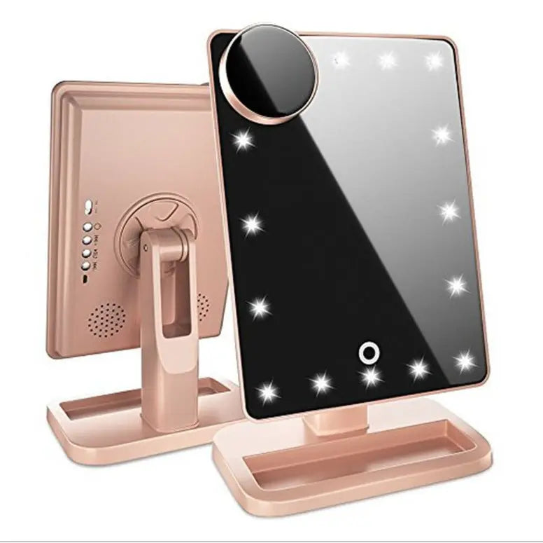 Touch Screen Makeup Mirror With 20 LED Light Bluetooth Music Speaker RightOn68
