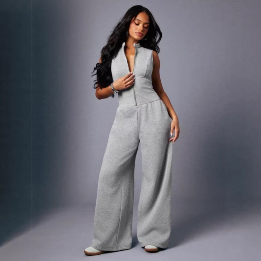 Style Sleeveless Zip-Front Wide-Leg Jumpsuit DC-Beyond Borders Collective