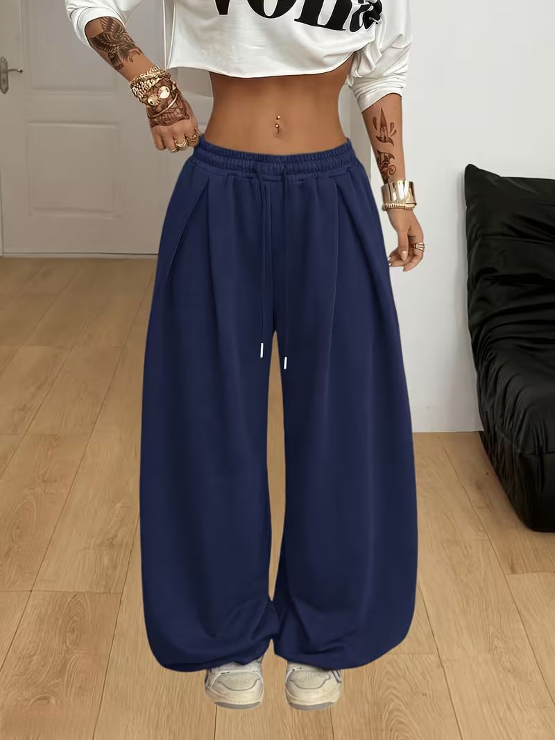 High-waisted Loose-fit Pleated Wide-leg Casual Athletic Pants DC-Beyond Borders Collective