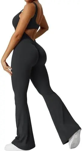 Women Sleeveless Flare Jumpsuits Fitness Yoga Long Pants RightOn68