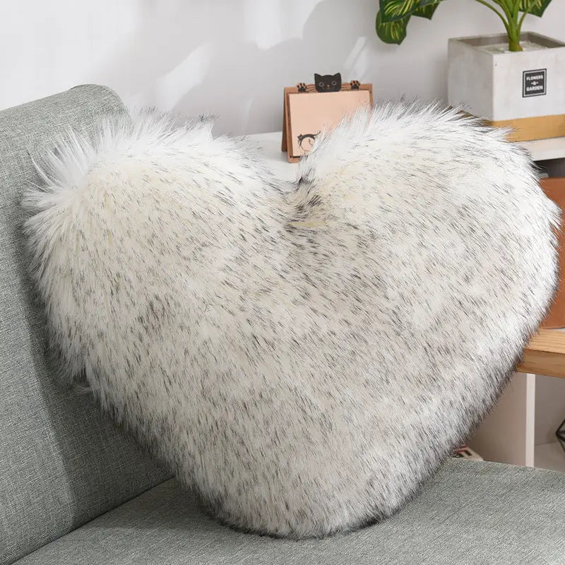 Long Plush Heart Shape Fluffy Cushion Cover RightOn68