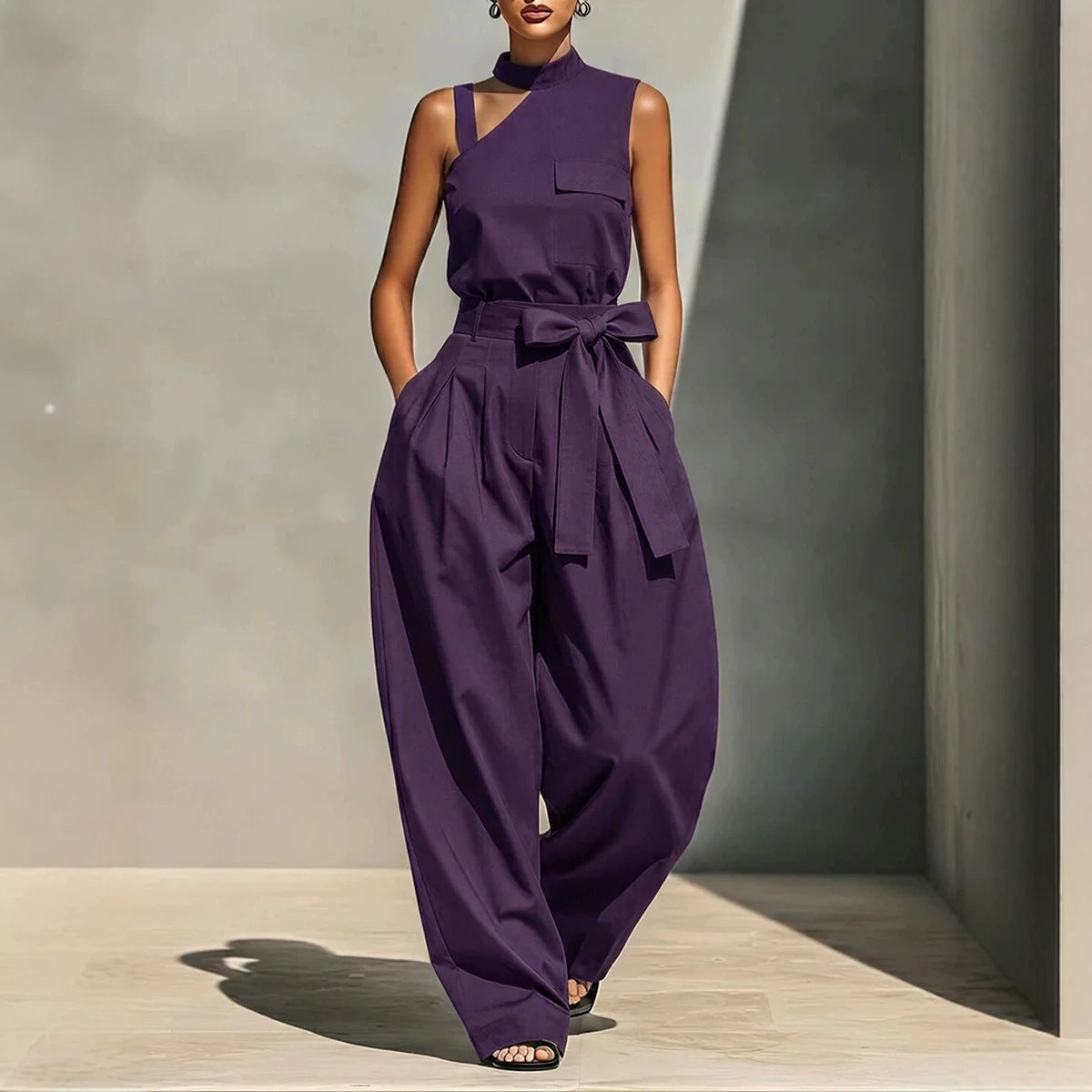 Off-shoulder Stand-collar Sleeveless Jumpsuit DC-Beyond Borders Collective