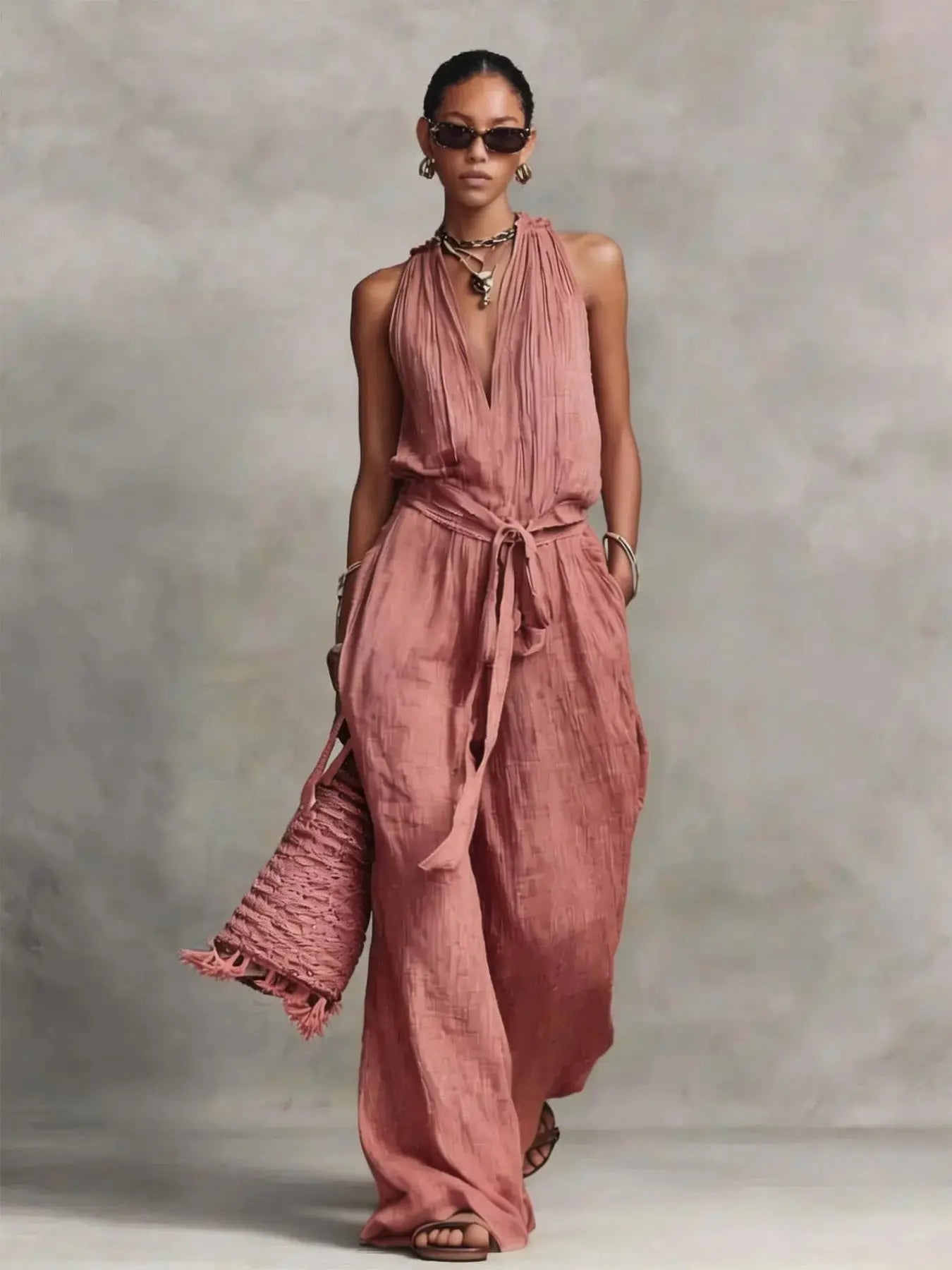 Casual Lace-up Sleeveless Jumpsuit DC-Beyond Borders Collective