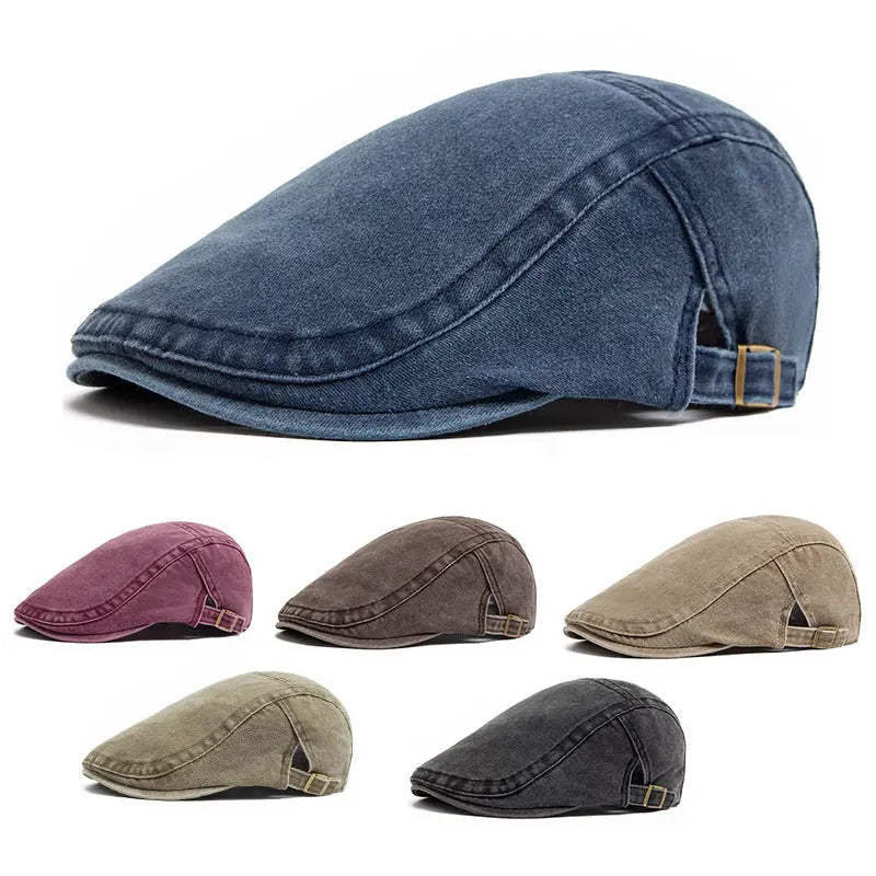 Retro Washed Denim Beret Cap RightOn68