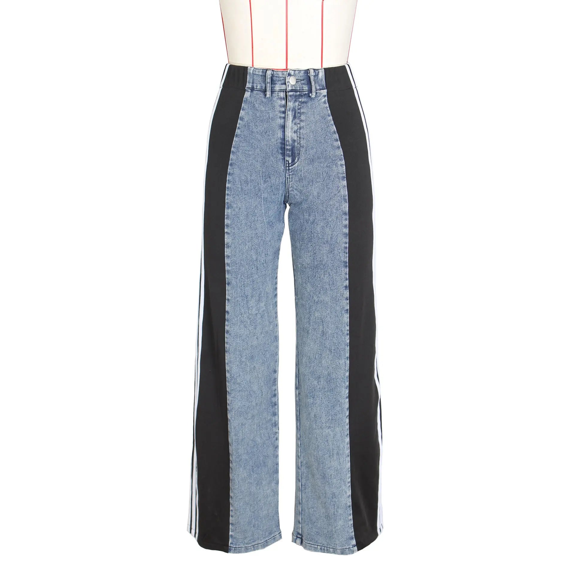 Three Stripe Denim Wide Leg Pants RightOn68