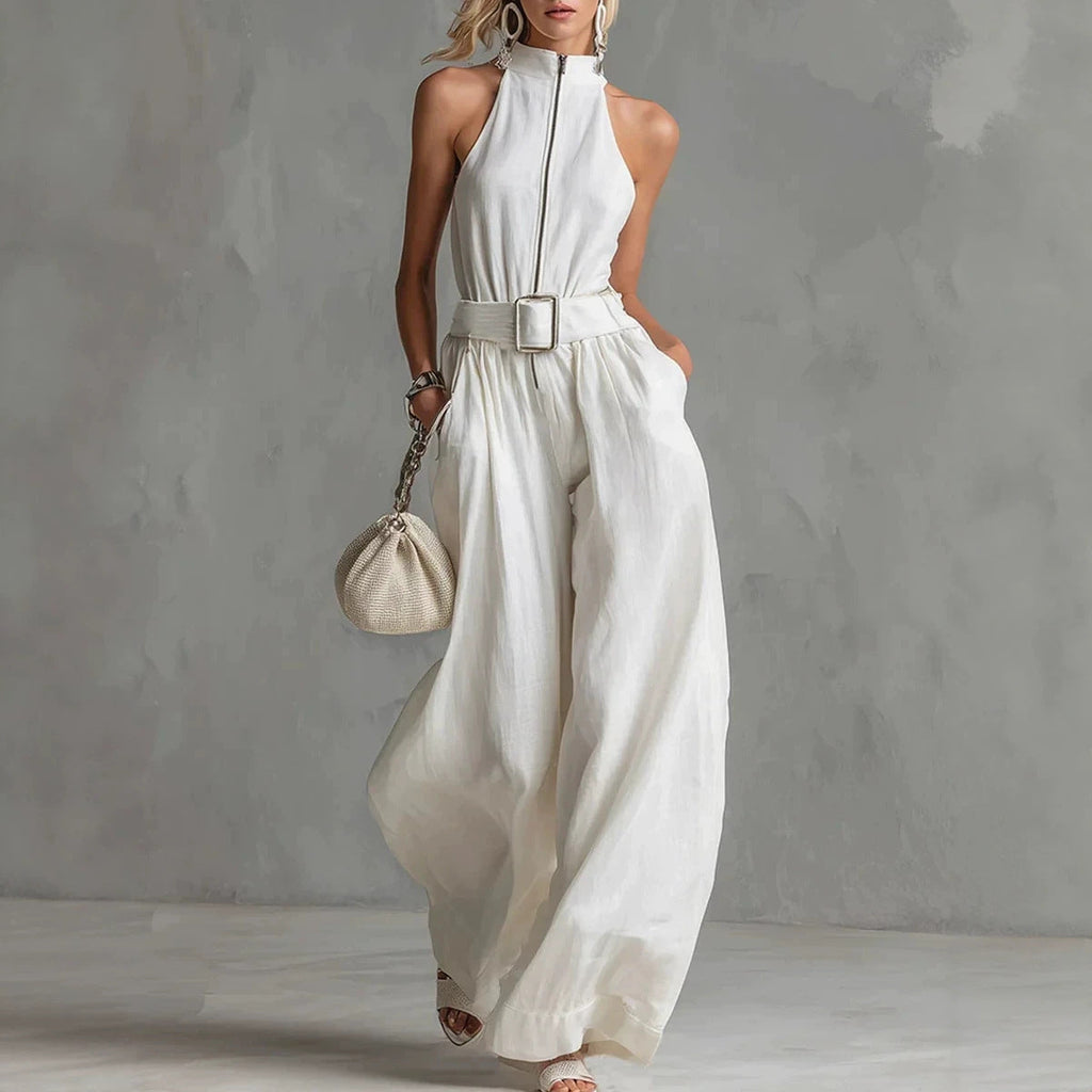 Solid-color Elegant Round-neck Halter Jumpsuit For Women DC-Beyond Borders Collective