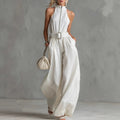 Solid-color Elegant Round-neck Halter Jumpsuit For Women DC-Beyond Borders Collective