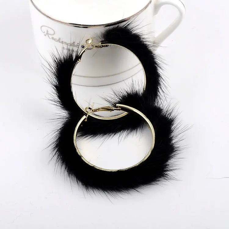 Feather Hoop Earrings - Geometric Metal Earrings for Women RightOn68