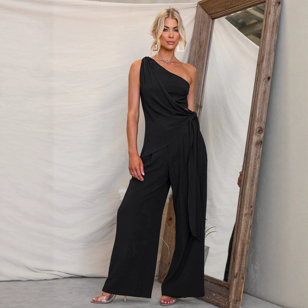 Off-Shoulder Lace-Up Waist-Slimming Sleeveless Casual Pants Set DC-Beyond Borders Collective