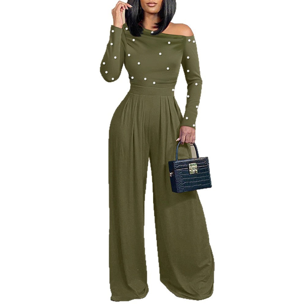 Bubble-bead Polyester Off-shoulder Womens Jumpsuit DC-Beyond Borders Collective